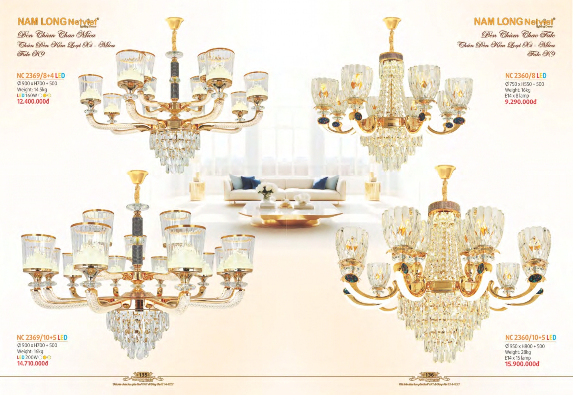 Bảng giá đèn trang trí Nam Long